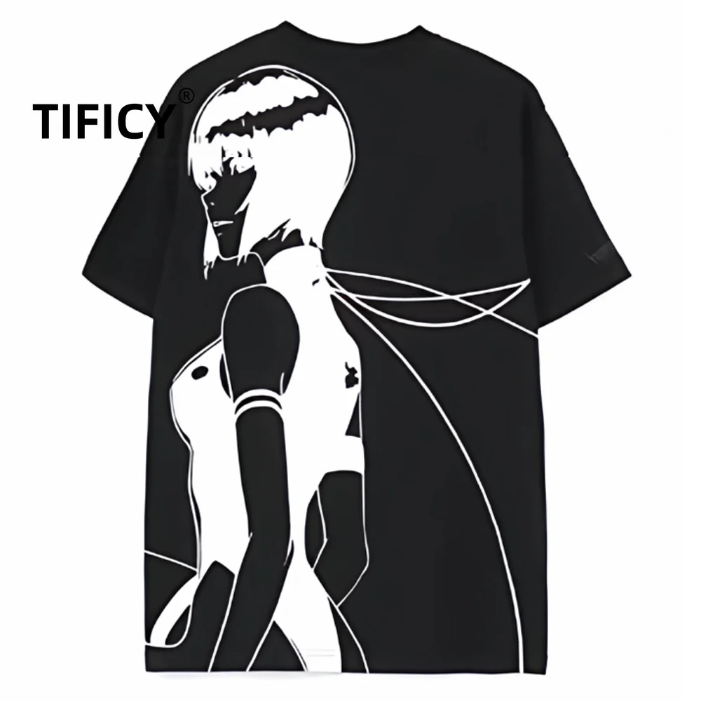 High Street Dark Back Classic Girl Print Pattern Print Loose Tees Tshirts Men's Pure Cotton Short Sleeved T-shirt Tops