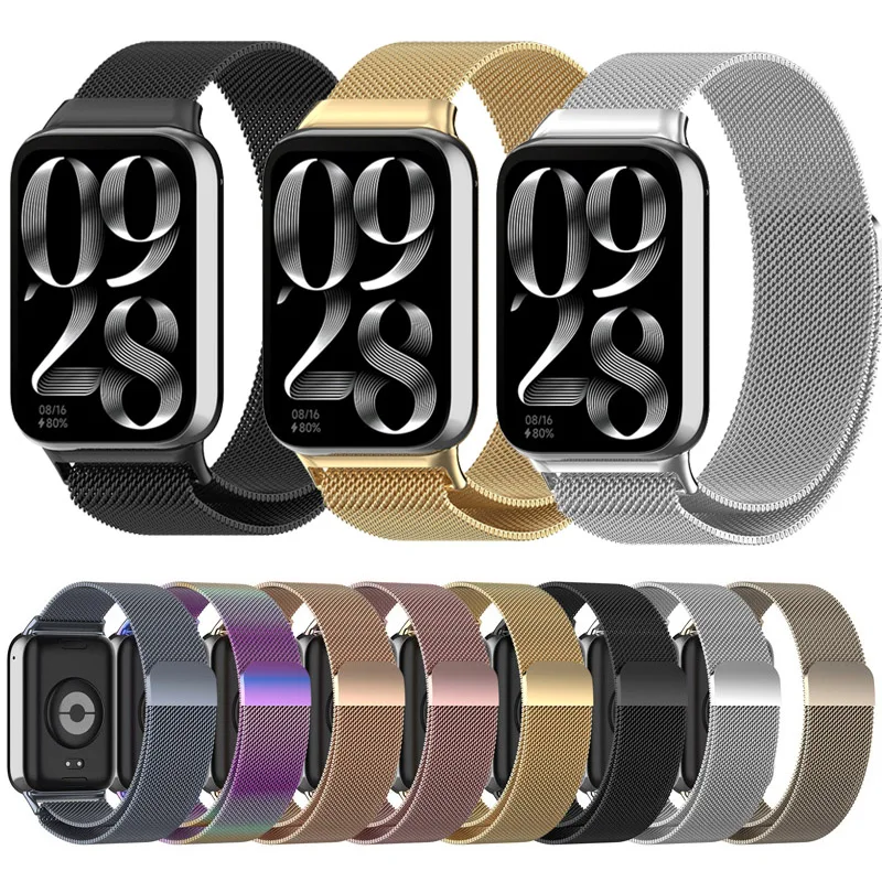Stainless Steel Magnetic Mesh Strap For Xiaomi Mi Band 8 Pro 9 Pro Universal Wristband For Redmi Watch4 Quick Release Watchbands