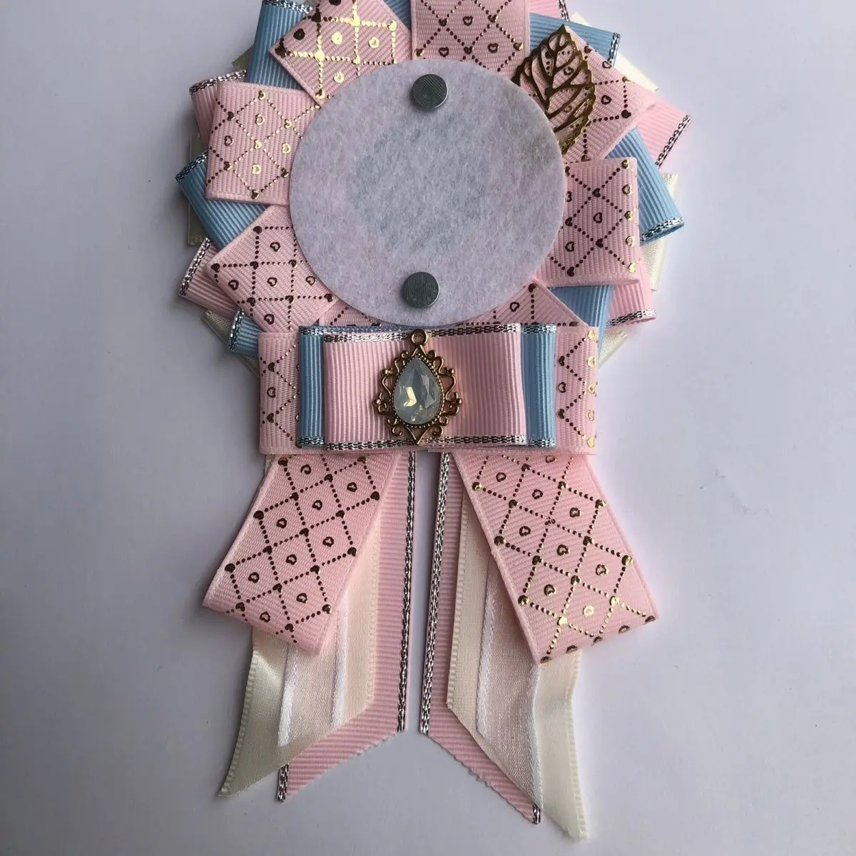 light pink Badge Holder，Ribbon Badge Rosette ，fill ita bag badge cover，Anime cosplay Bow ，Lolita  backpack  Accessories