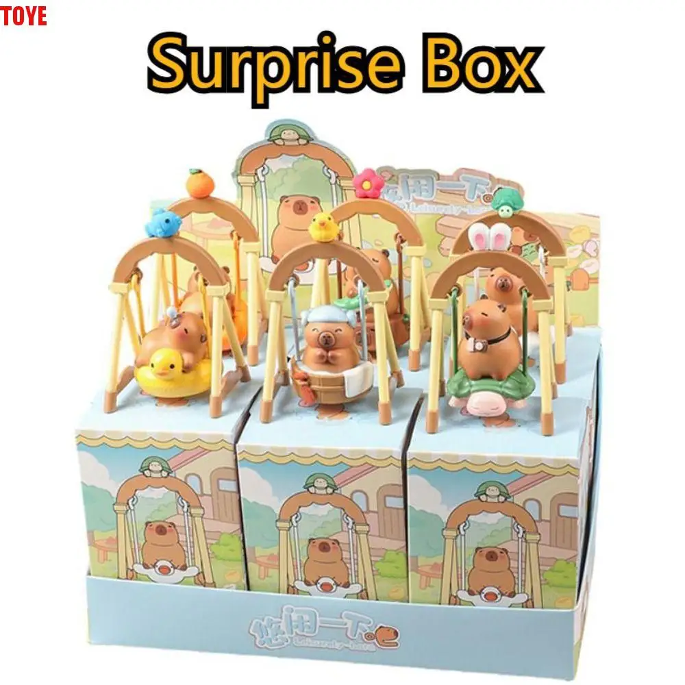 

Exquisite Random Type Capybara Anime Figure Lying Sitting Swinging Capybara Figure Toys Cartoon Bath Capybara PVC Model Kids