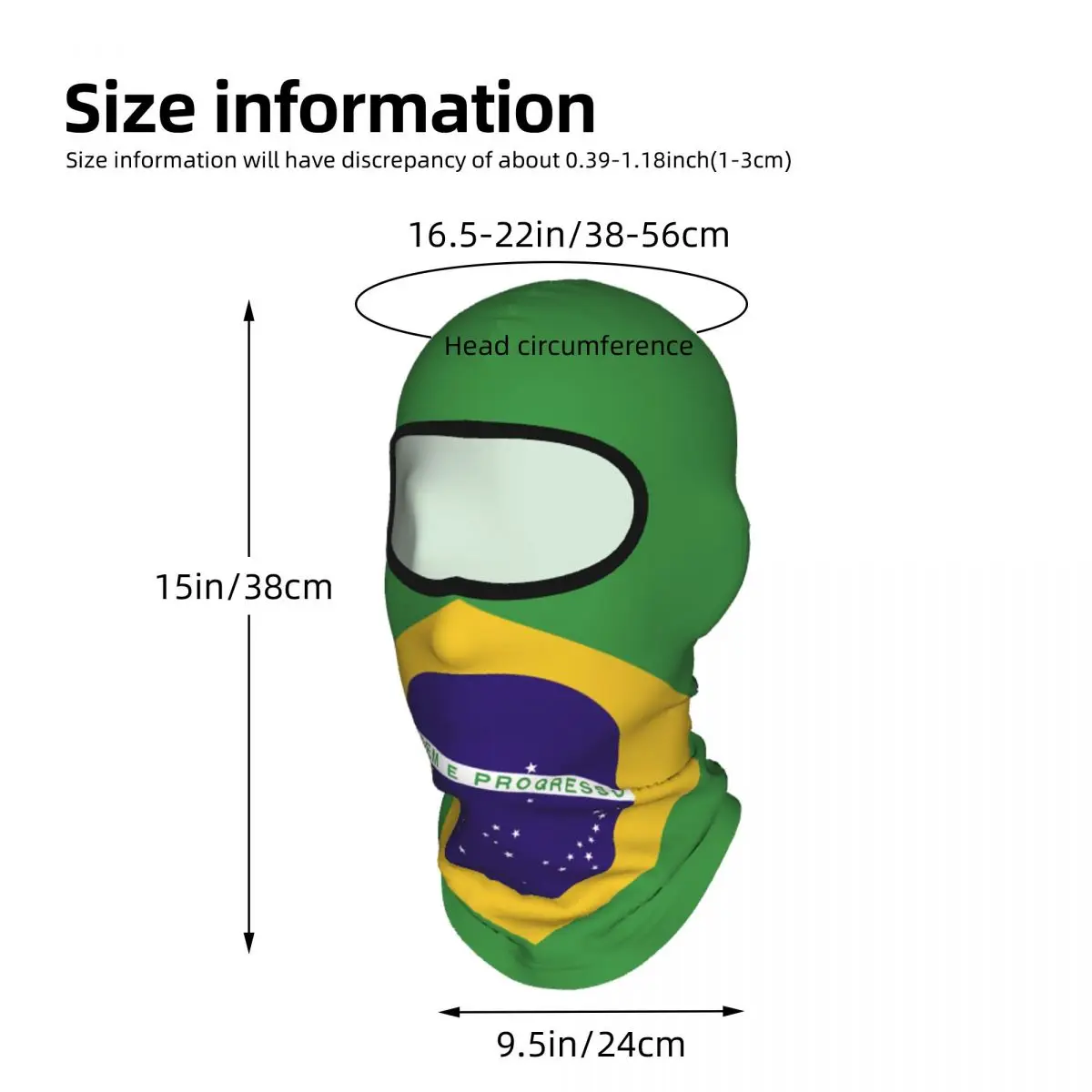Brazilian Flag Balaclava Full Face Mask Breathable Motorcycle Winter Warm Full Cover Caps Neck Windproof Dustproof Cycling Caps