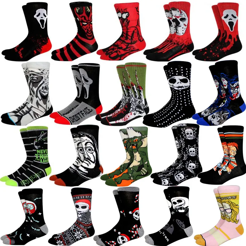 New Anime Funny Socks Long Men\'s Socks Cosplay Hip Hop Novelty HALLOWEE Crazy Soken Skateboard Socks horrible Women\'s Socks