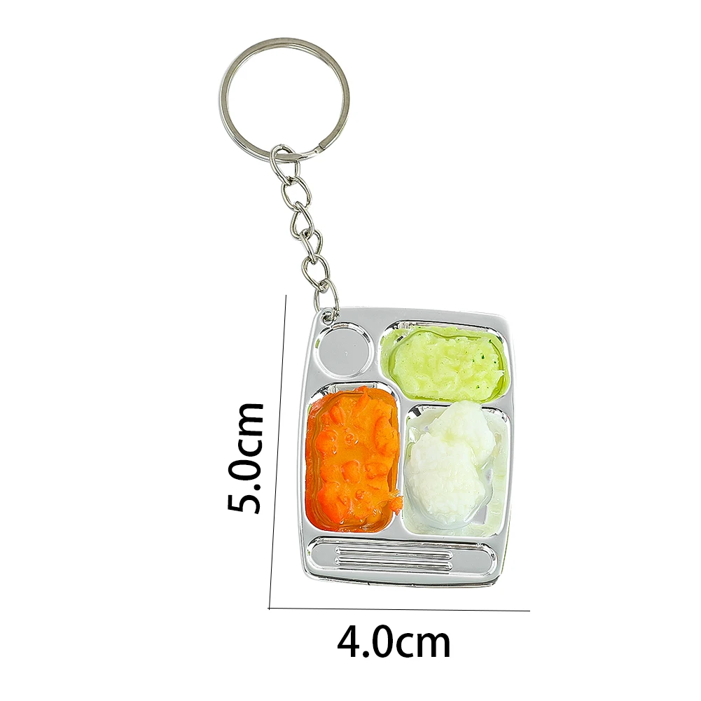 Simulation Fast Food Box Keychain PVC Food Model Dollhouse Miniature Scene Decor Car Key Ring Backpack Charm Fun Jewelry Gift