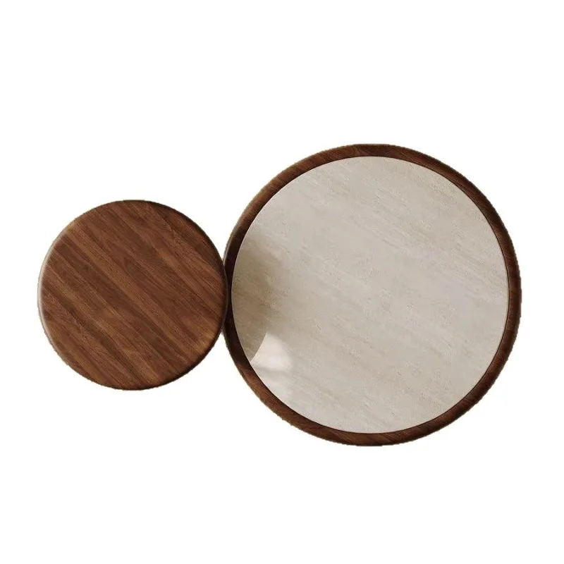 Italian travertine rock slab coffee table, atmospheric size round coffee table combination c