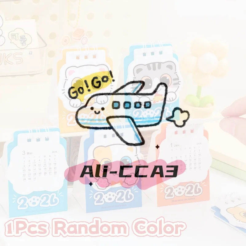 

1Pcs 2026 Cartoon Cat Desk Calendar Portable Pocket Calendar Schedule Desktop Decoration Office School Supplies Student Gift