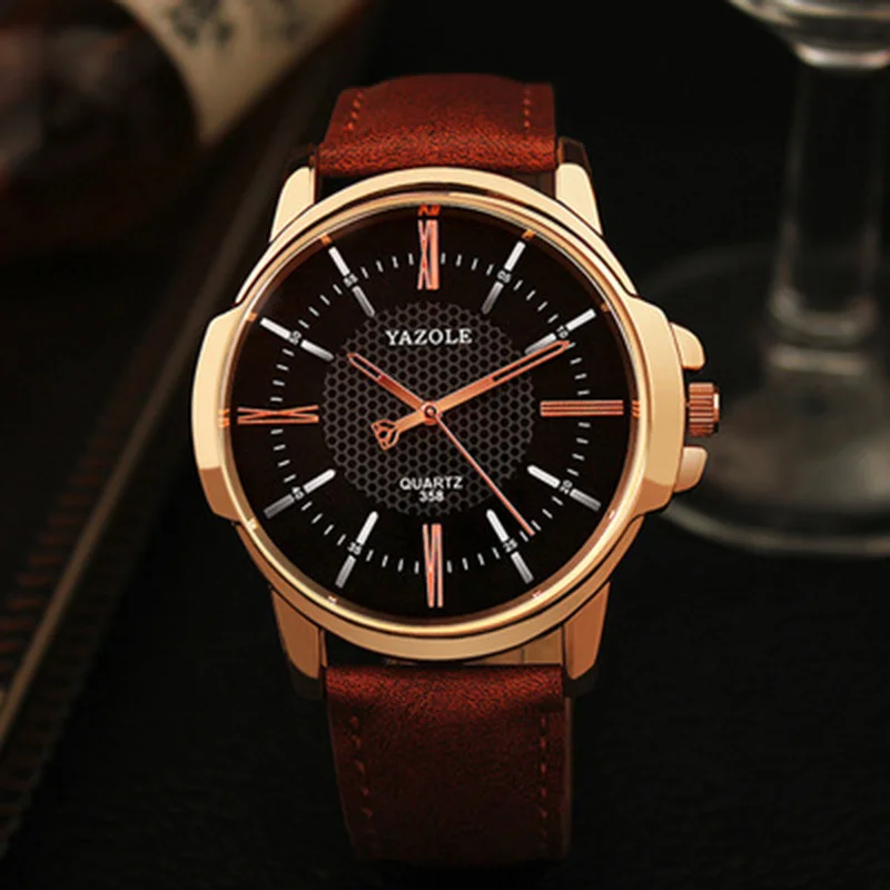 YAZOLE Fashion Wristwatch Top Men\'s Watch Creative High End Leather Strap Life Waterproof Sports Quartz Watch for Men