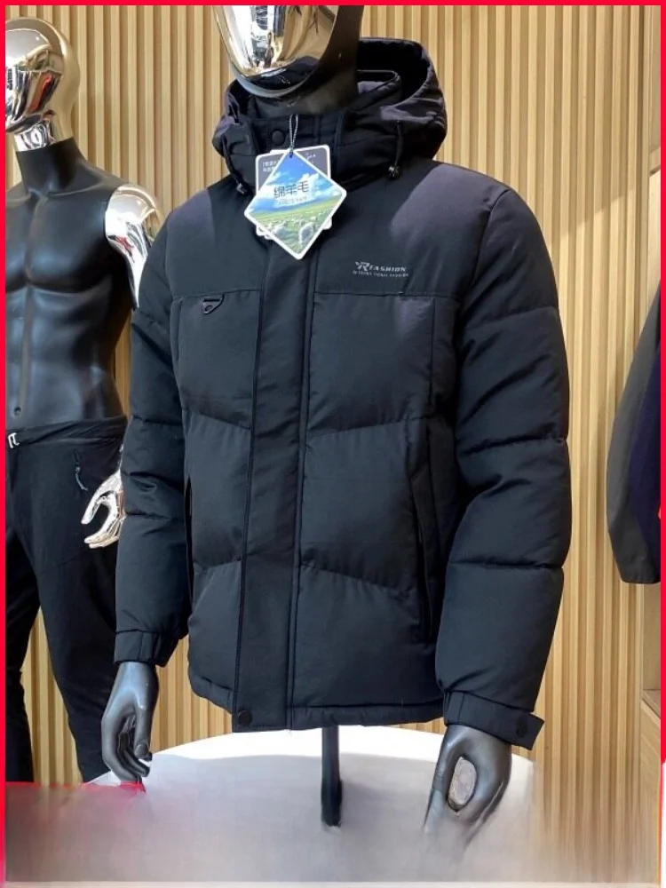 

aphene термосветящееся хлопковое пальто с капюшоном и шерстяным наполнителем, мужское термостойкое теплое ветрозащитное водостойкое зимнее пальто