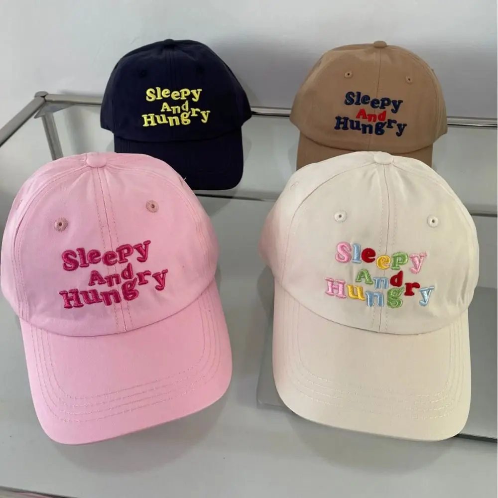 Korean Women Baseball Hat Candy Colors Fashion Letter Embroidery Duckbill Hat Outdoor Sunshade Peaked Cap Female Sun Visors