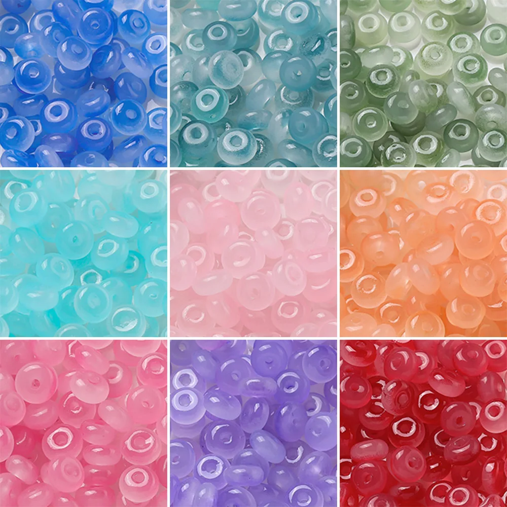 100pcs/lot 6.5x3mm Glass Beads Flat Round Spacer Loose Beads for DIY Bracelets Necklaces Jewelry Making Accessories
