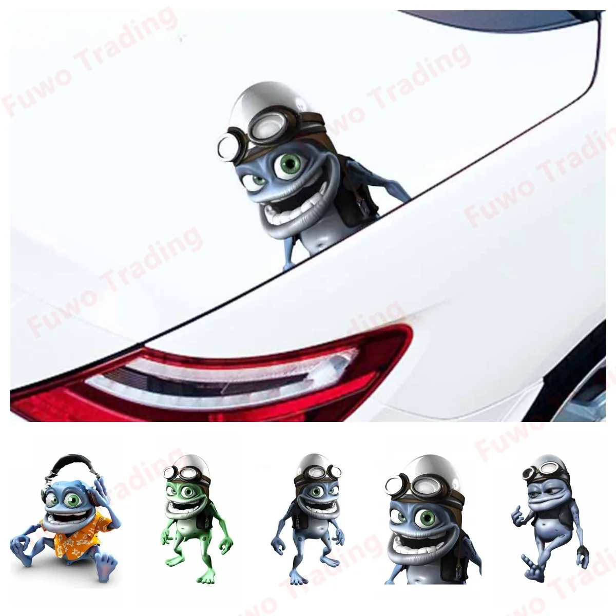 Fashionable Funny Crazy Frog Anime Car Stickers Vinyl JDM Bumper Trunk Truck Graphics Waterproof Cartoon Oem