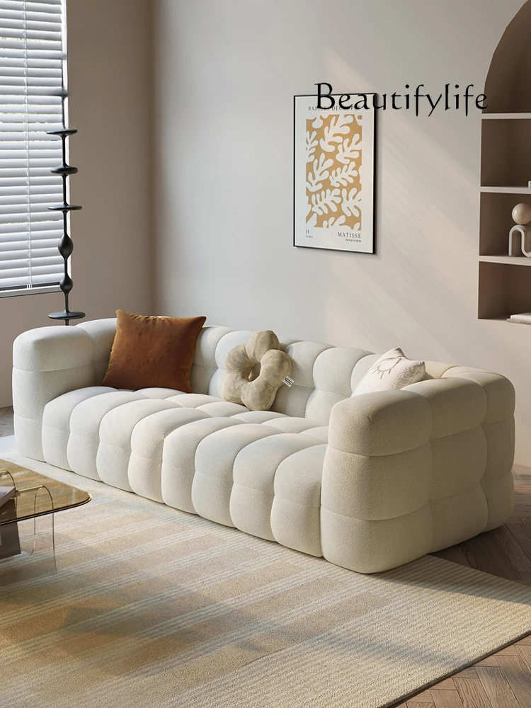 Modern Light Luxury Fleece Cotton Candy Sofa Straight Row Designer Cream Style Single Double Sofa