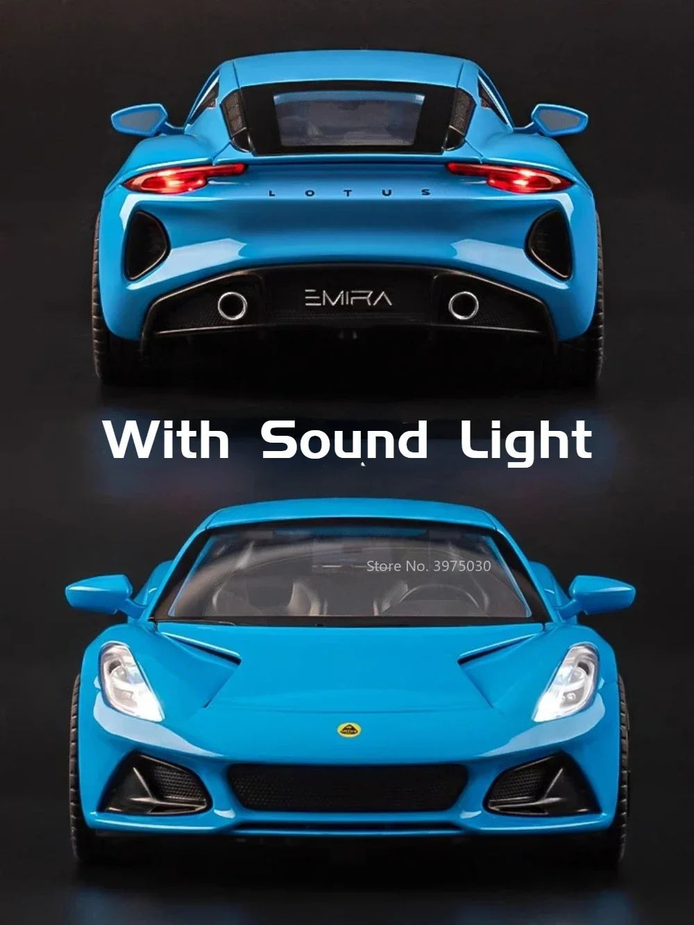 1/24 Scale Lotus Emira Toy Car Model Alloy Diecast Pull Back Model Car Toys with Sound Light for Boys Collection Birthday Gifts