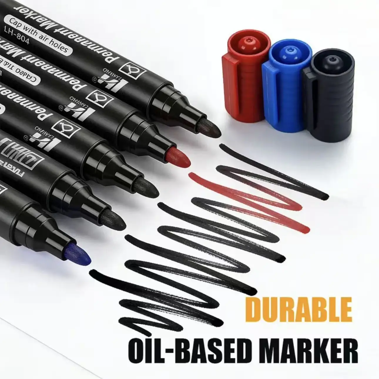 

12Pcs Permanent Marker Pens Black/Red Waterproof Quick Dry - Multi-Surface Paint Markers for Office School DIY Art Crafts