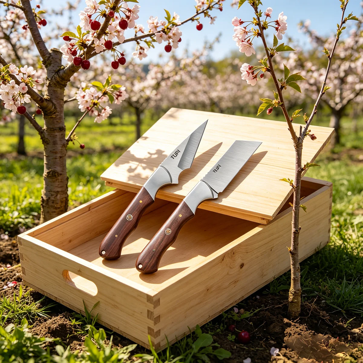 Wooden Handle Grafting Knife With Leather Shell, Suitable For Garden Grafting/unpacking, Etc. Solid Wood Handle Garden Hand Tool