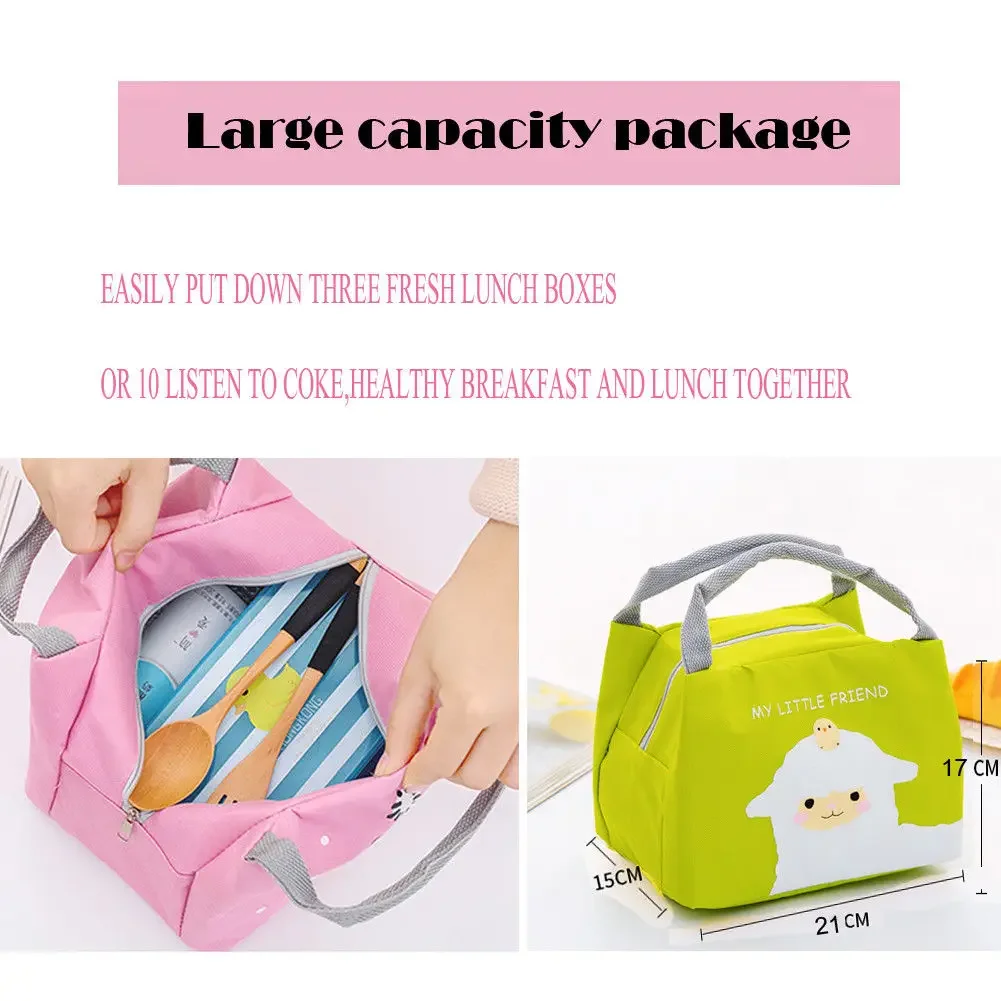 New Lunch Bag Cute Animal Pattern Portable Animal Thermal Insulated Cooler Waterproof Picnic Lunch Box Bag Lunch Bags for Women