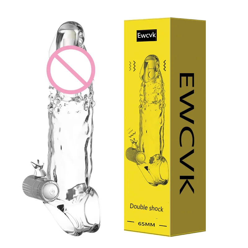 Clear Penis Sleeve Shock Cock Ring Penis Extender Vibrator Rings Extender Soft Dick Enlarger Sex Toys for Couples Condoms