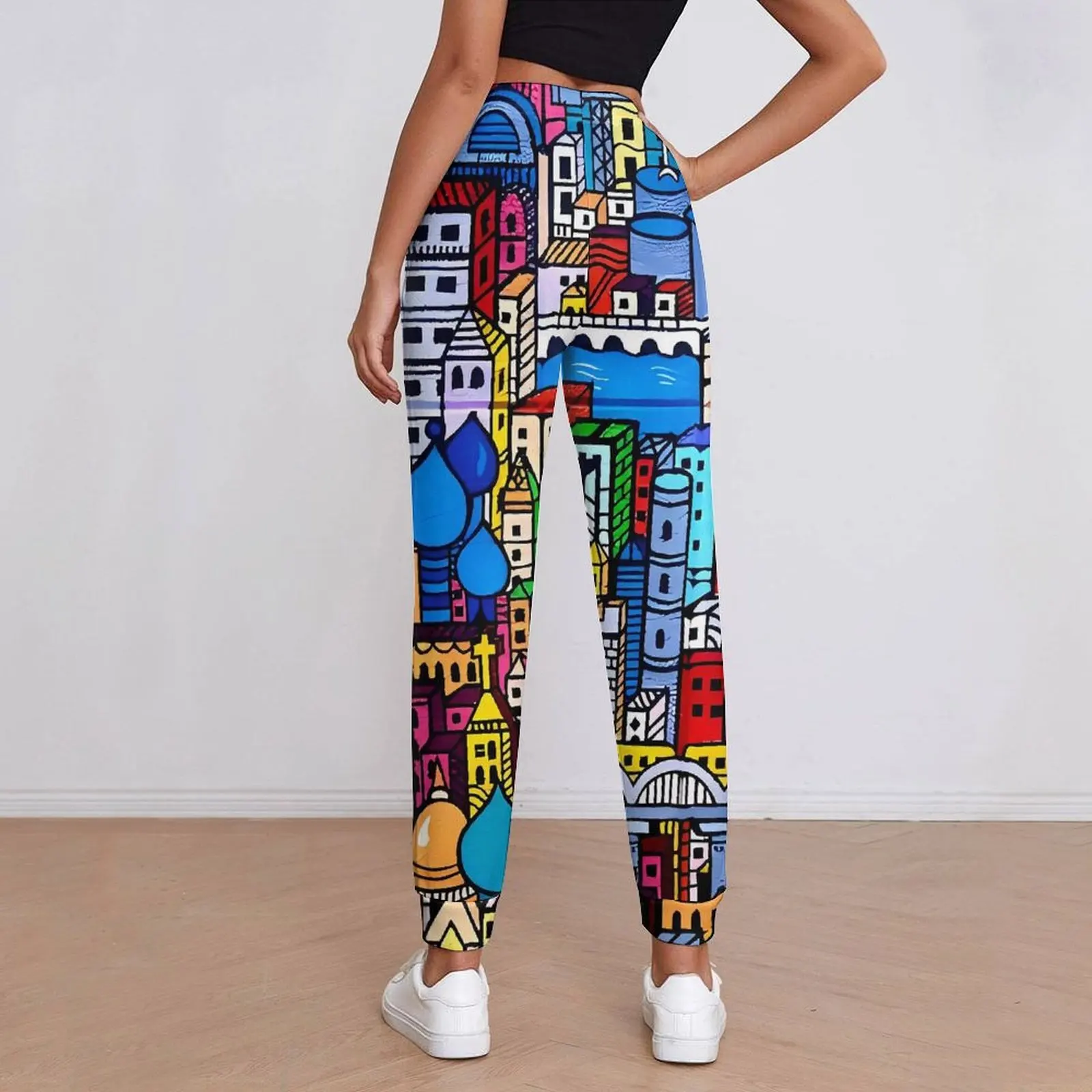 Graffit Art Jogger กางเกงผู้หญิง Vintage พิมพ์ Street สไตล์ Sweatpants ฤดูใบไม้ผลิ Kawaii กราฟิกกางเกงขนาดใหญ่ 3XL