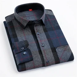 S-4XL Men's 100% Cotton Shirt Fit Luxury Clothes Long Sleeve Comfort Soft Plaid High Quality Casual Business Spring Autumn 2024