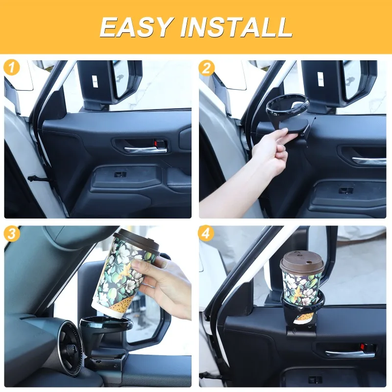 الكربون الصلب ل 2024 + تويوتا برادو باب السيارة الأيمن لوحة الباب الداخلي حامل الكأس اكسسوارات السيارات الداخلية #5