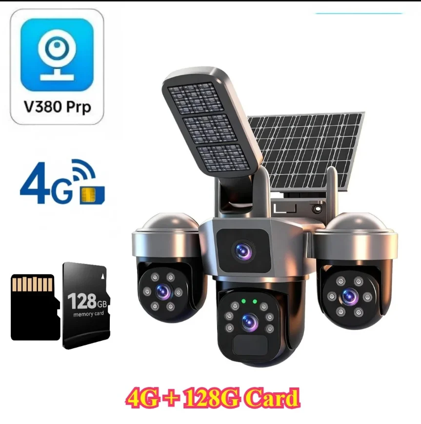 4G Simkaart Solar CCTV PTZ Buiten Draadloze Bewegingsdetectie PIR WiFi IP Camera met Sirene Solar Aangedreven CCTV Solar Lamp