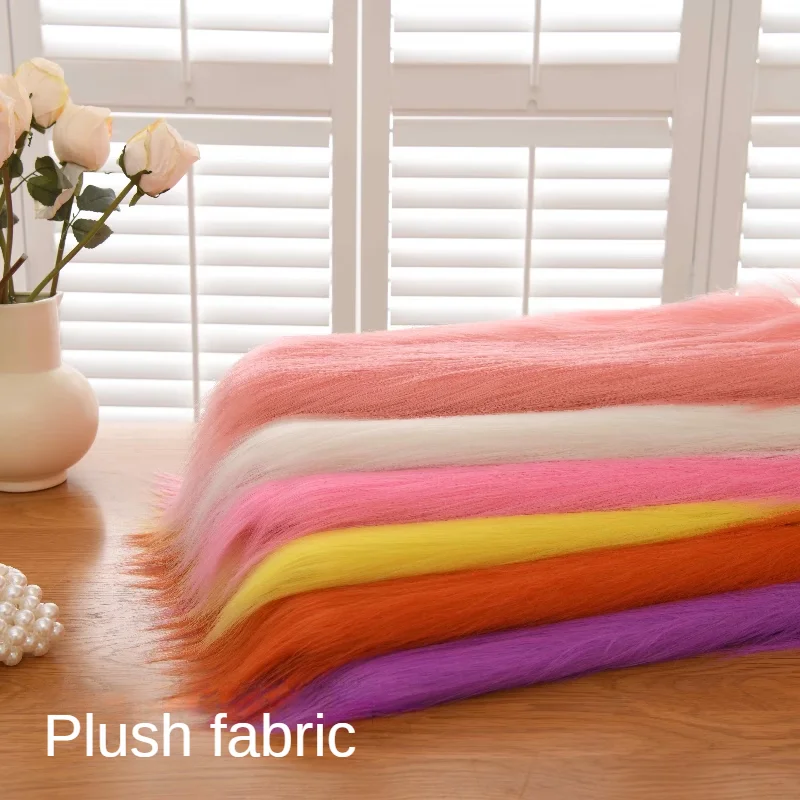 

Dolls Long Plush Fabric Per Meter for Upholstery Coats Chair Cover Sewing Plain Fashion Fur Textile Needlework Thick Comfortable