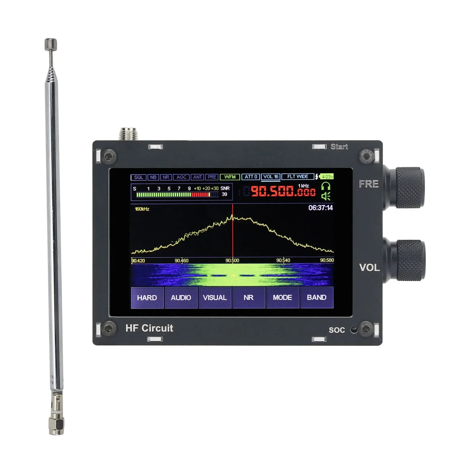 Radio Receptor SDR MALAHIT de Audio de Alta Fidelidad, 50KHz-2GHZ, DSP, 1.10C AM/SSB/NFM/WFM, con Altavoz, Negro