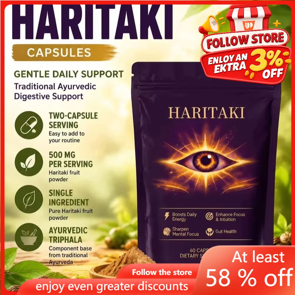 HARITAKI Capsules for Daily Energy Mental Focus and Gut Health Support for Men Women with Haritaki Fruit Powder 60 Capsules.