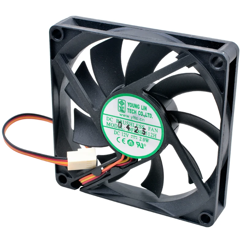 Ventilador de refrigeração de rolamento duplo DFB801512H para CPU Case, 4Pin PWM, 8cm, 80mm, 80x80x15mm, DC 12V, 2.0W, novo