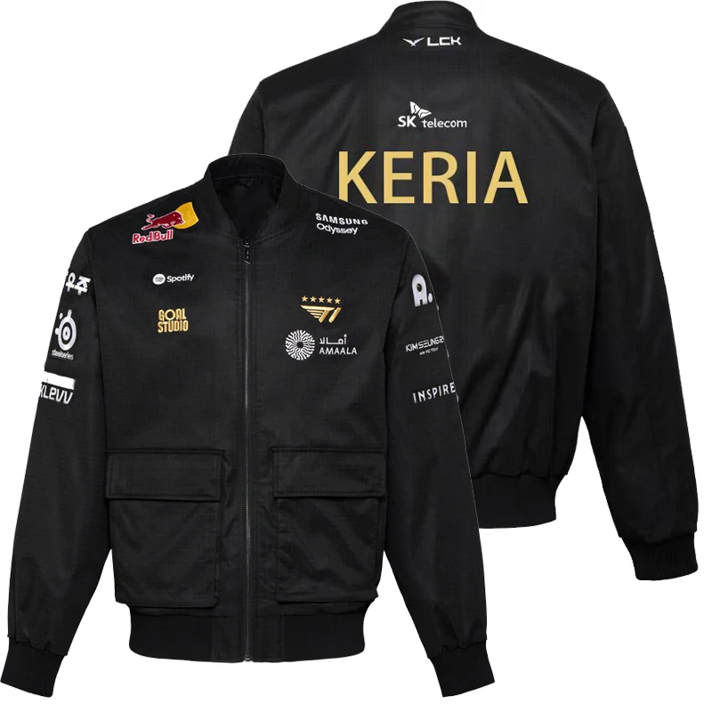 الأكثر مبيعا 2025 T1 WORLDS FAKER الزي الرسمي Veste LOL LCK نهائيات Du Monde Jersey SKT T1 Esports FAKER GUMAYUSI KERIA Jersey Customi
