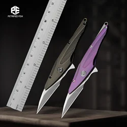 Petrified Fish PFE10 Small Folding Knife M390 Titanium Mini Knife EDC Ceramic Ball Bearing Cutter Camping Survival Hand Tools