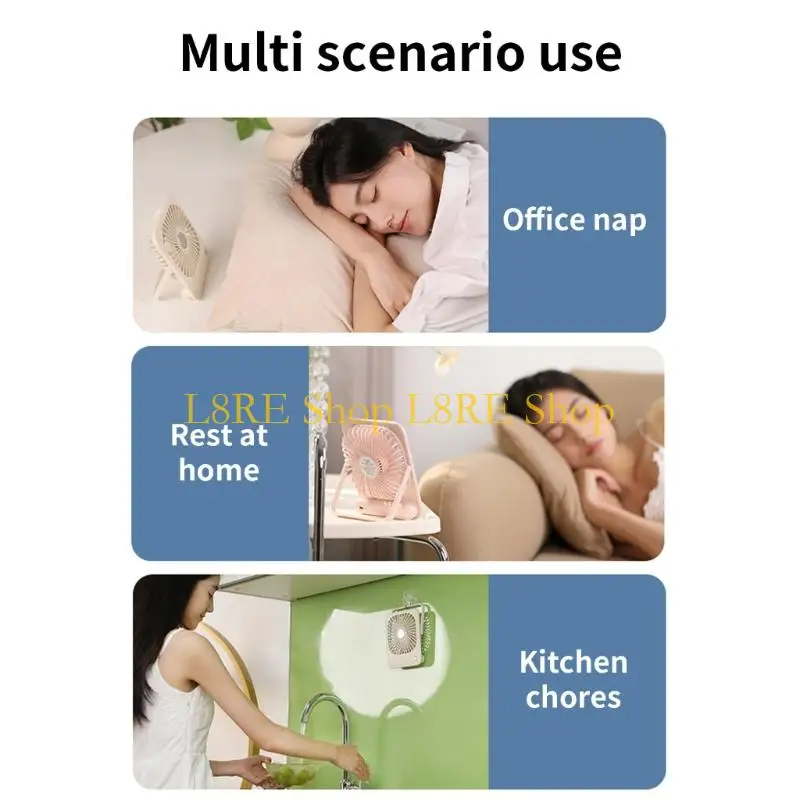 L8RE миниатюрный рабочий стол циркулирующий вентилятор USB Перезаряжаемый настенный настенный настенный настольный вентилятор