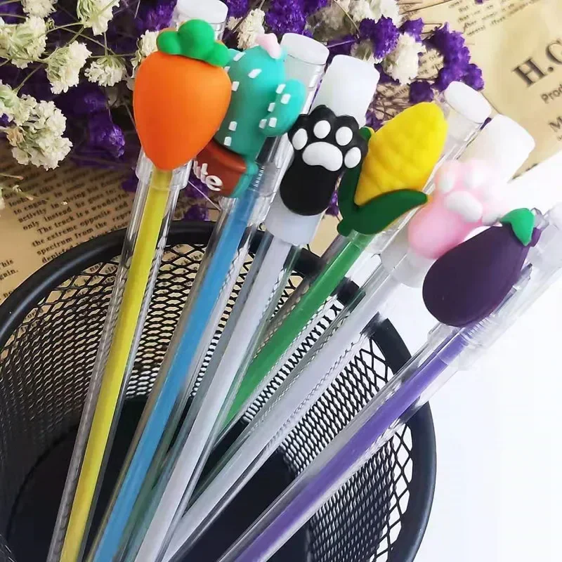A 50pcs Cartoon Simulation Creative Styling Gel Pen Vegetable Cat Claw Gel Pen Fresh Student Writing Pen B