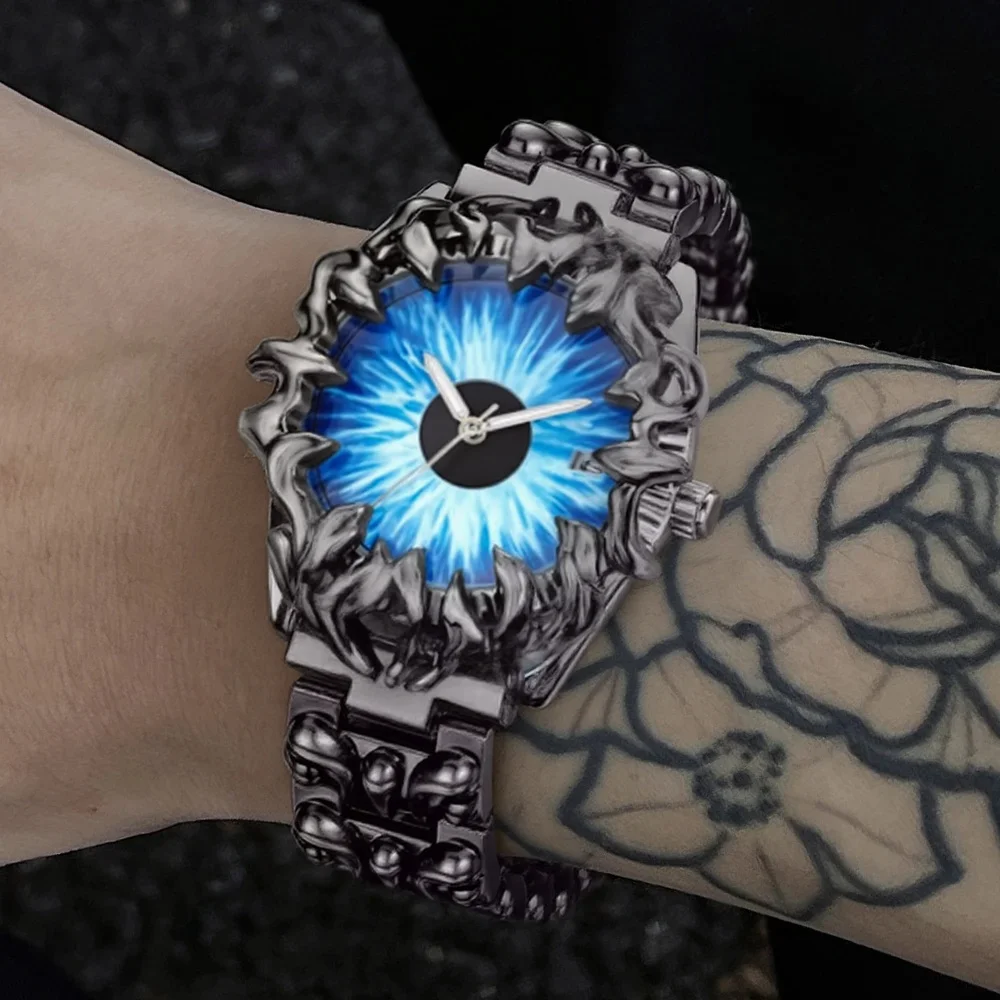 

Y2K Blue Devil Punk Eye 2025 Alabaster Industries Demon Claw Кварцевые часы Мужские популярные средневековые уникальные креативные мужские часы Часы AAA