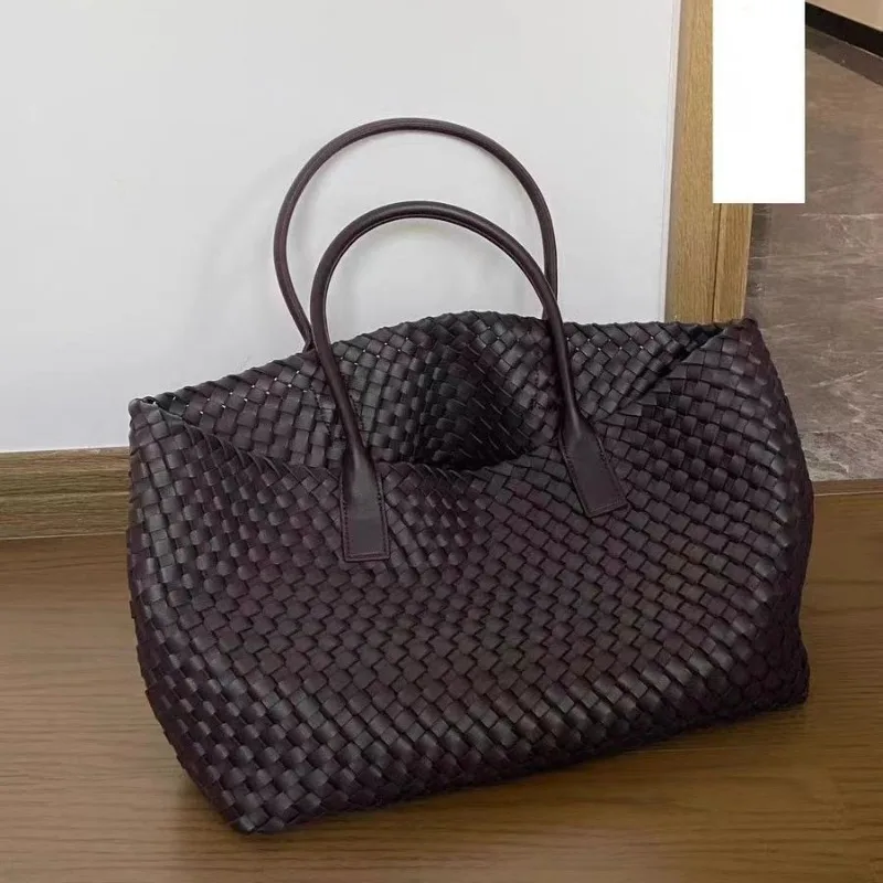 

Large Capacity PU Woven Travel Tote Bag Fashionable Solid Color Women Handbag Casual Daily Single Shoulder Bags for Female