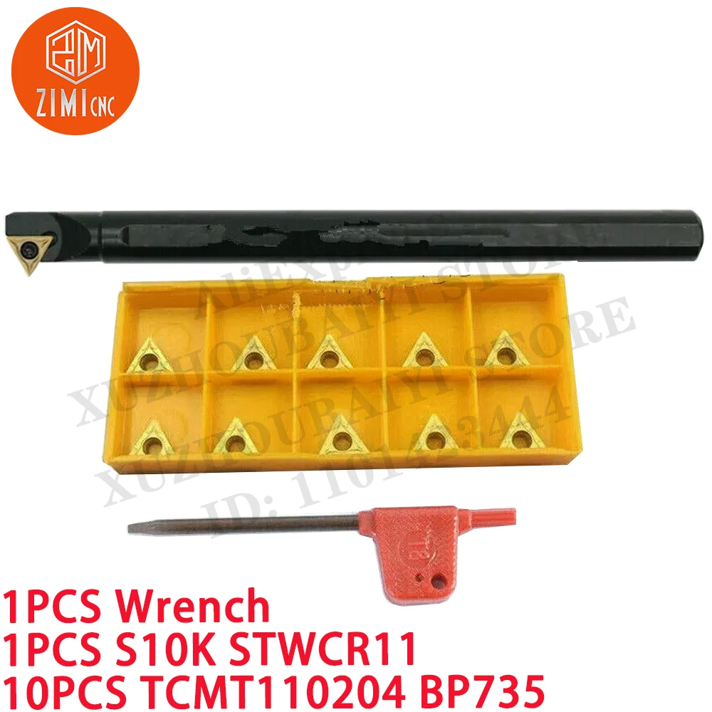 1P S10K-STWCR11 CNC lathe internal Turning tool holder boring bar +10P TCMT110204 BP735 Carbide Inserts mechanical cutting tools