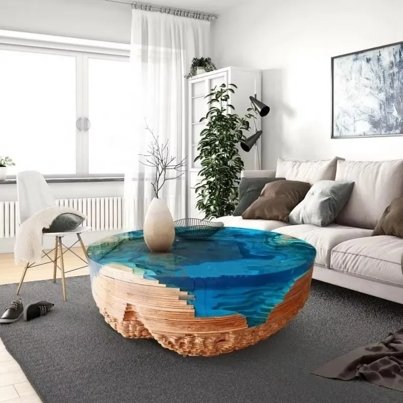 

Ideal living room furniture Blue water river resin epoxy coffee table