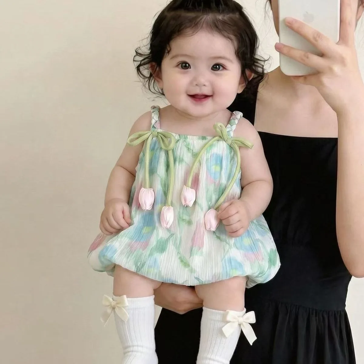 New Arrival Baby Girl Summer Lightweight Cool Romper 6-18M Infant Polyester Spaghetti Strap Onesie Kid Cute Sleeveless Bodyusit