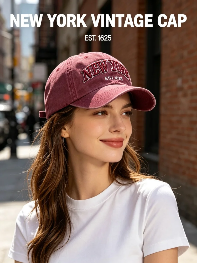 2026 New York Washed Cotton Cap für Herren und Damen – Gorras Snapback Caps Baseball Caps Sonnenschutz Casquette Dad Hat Outdoor Cap – Detail 2