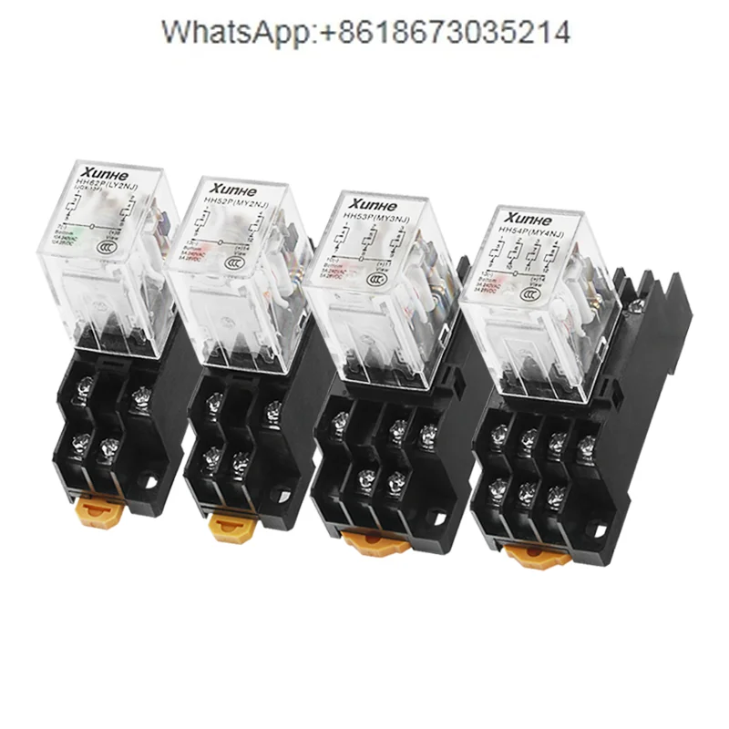 HH52P Small Intermediate Electromagnetic Relay 53P 54P 62P Three-Phase DC12V24V14/8 Pins 220V AC