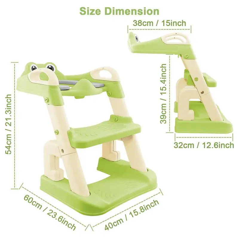 Potty Training Seat With Ladder Foldable Toddler Toilet Chair Adjustable Height Legs Toilet Seat For Toddler Girls Boys Kids