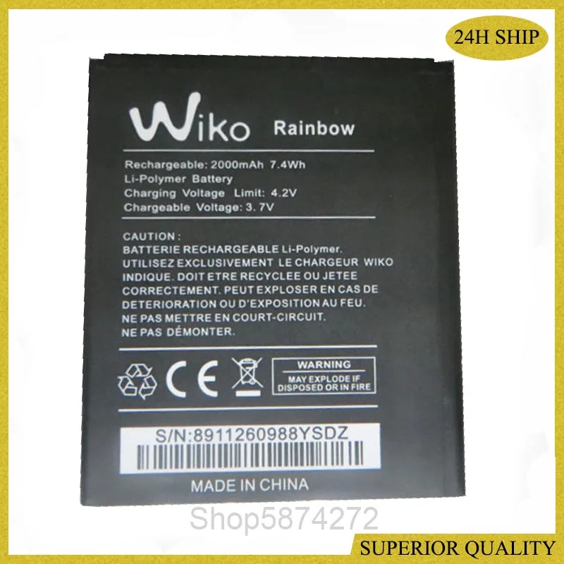 Mobile Phone Battery For Wiko Rainbow Battery 2000mah 7.4Wh 3.7V Lithium Backup Phone Accumulator Bateria
