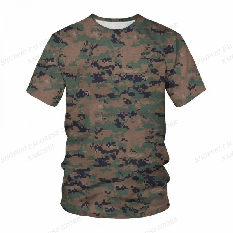 Summer Camo T-shirt Camouflage 3D Print Tshirt Men Fashion O-Neck Short Sleeve Tshirt Outdoors T shirt Kids Tops Tee Fitness