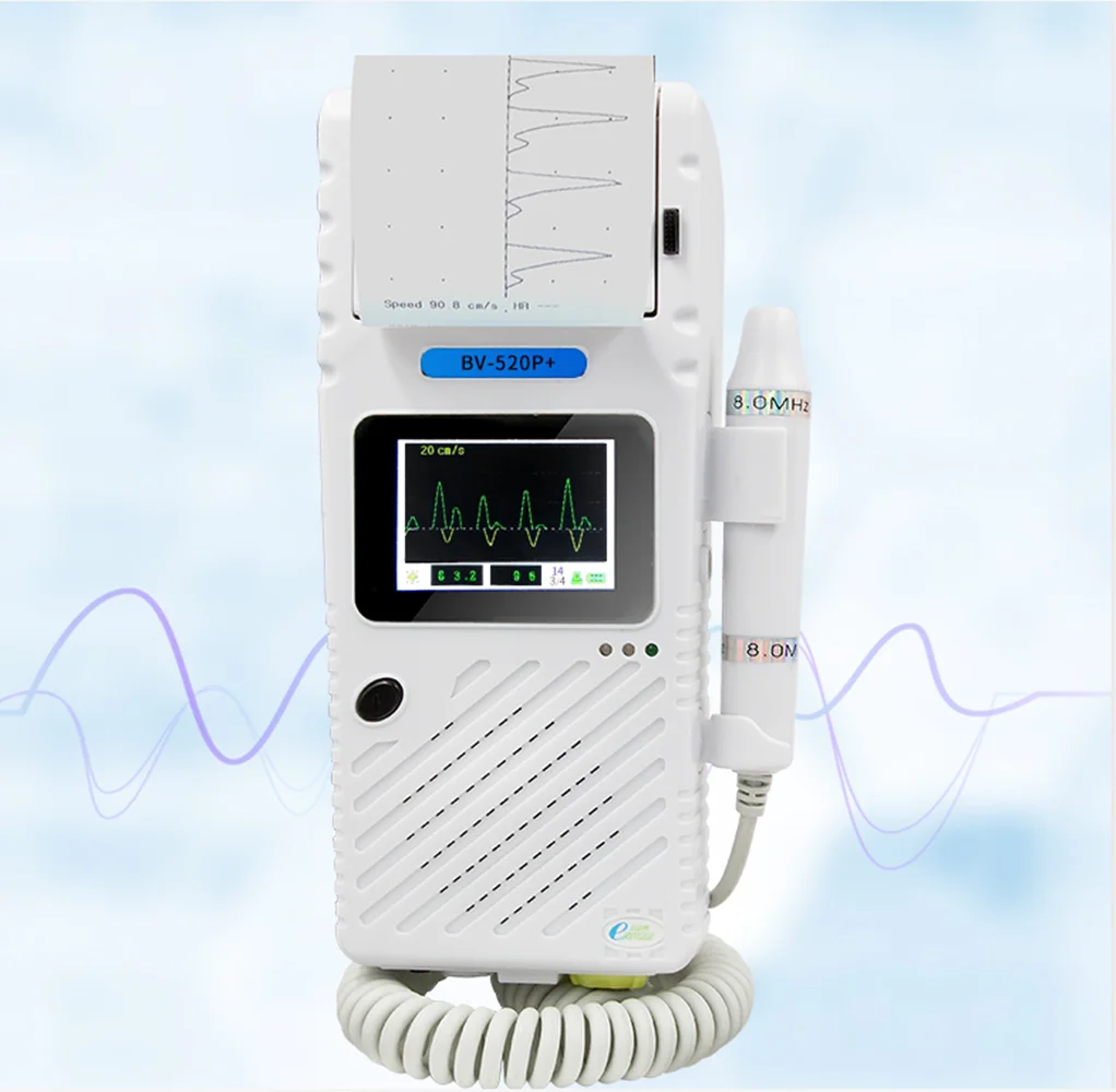 ABI TBI Detector, Vascular Doppler Blood Detector Heart Rate Flow with Print Fuction for Clinic Hospital BV-520P+