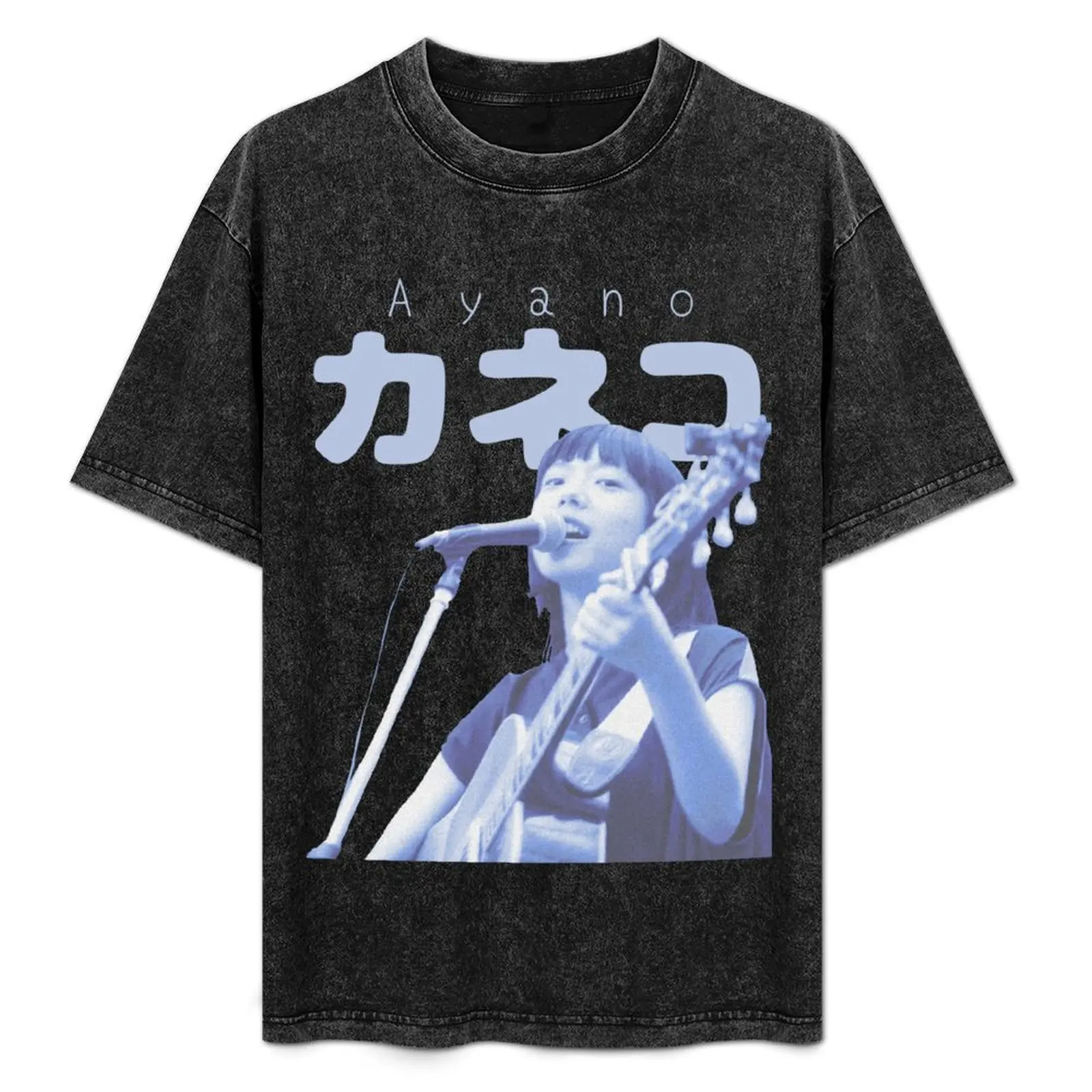 

Ayano Kaneko: 70s Blue T-Shirt Plus Size Loose Fit T-Shirt