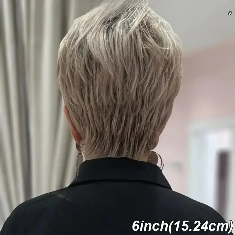 New European And American Wig, Slanted Bangs, Gray Short Curly Hair, 2026 New Product, Gift For Grandma