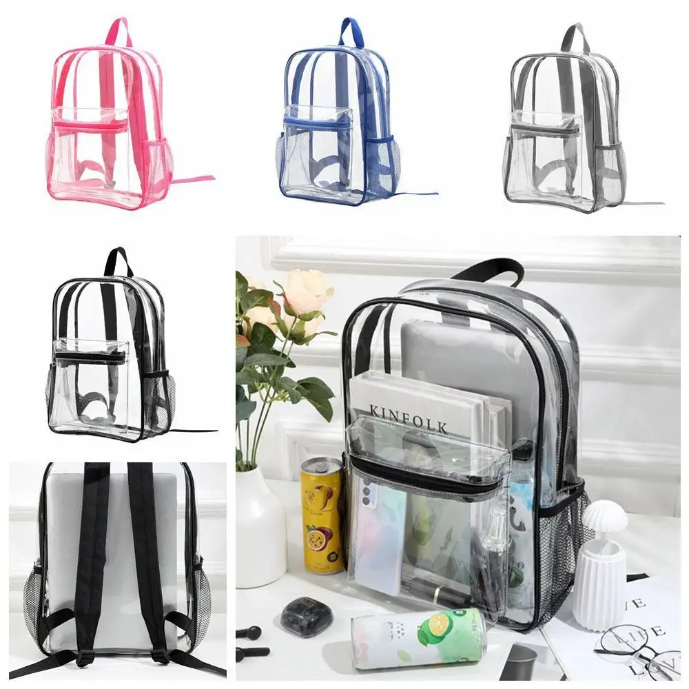 Sichtbare Rucksack Mode transparente wasserdichte Reiß verschluss Schult asche hohe Kapazität weiche PVC Handtasche Rucksack Reise Make-up Taschen