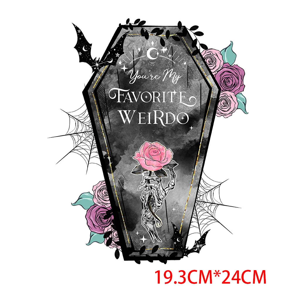 Skeleton Lovers Love Illustrated T-shirt Hot Transfer Flower  Parches Bordados Para La Ropa Iron on Transfers for Clothing