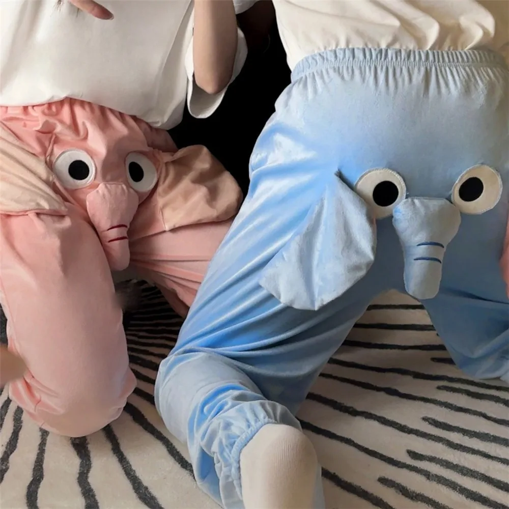 Elephant Couple Pants Dumbo Elephant's Trunk Can Squeak Pants Funny Pajamas Pants Flying Elephant Pants M-2XL