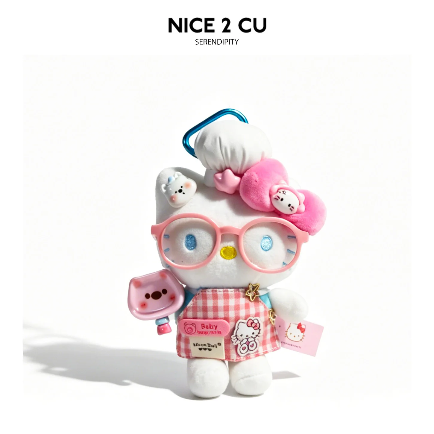 

Sanrio Hello Kitty Plush Keychain with Glasses and Outfit Design Doll Pendant for Backpack