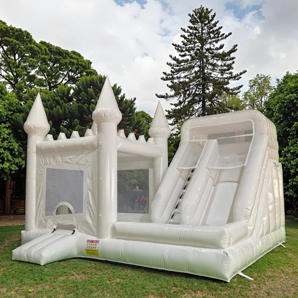 

Party Rental White Bounce House Inflatable Castle Slide Ball Pit for Kids Adults Jumping